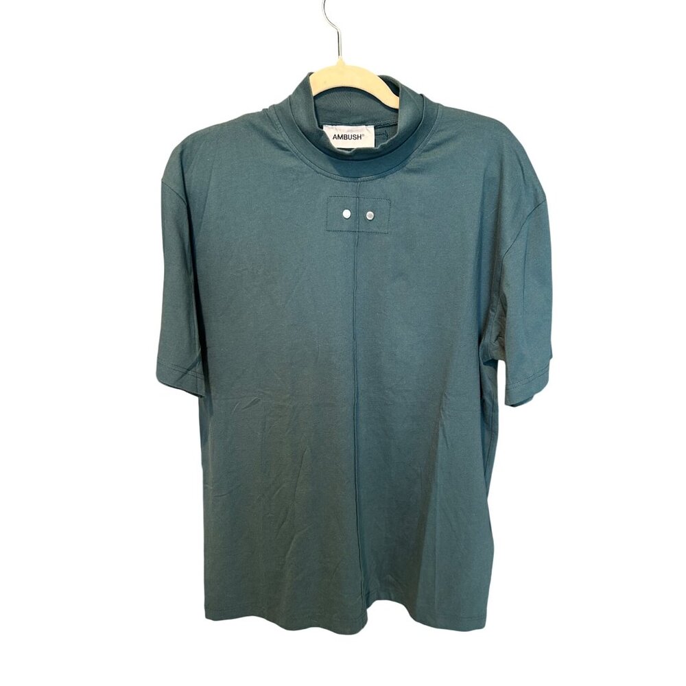 Ambush rivet T-shirt with mock neck size medium in blue